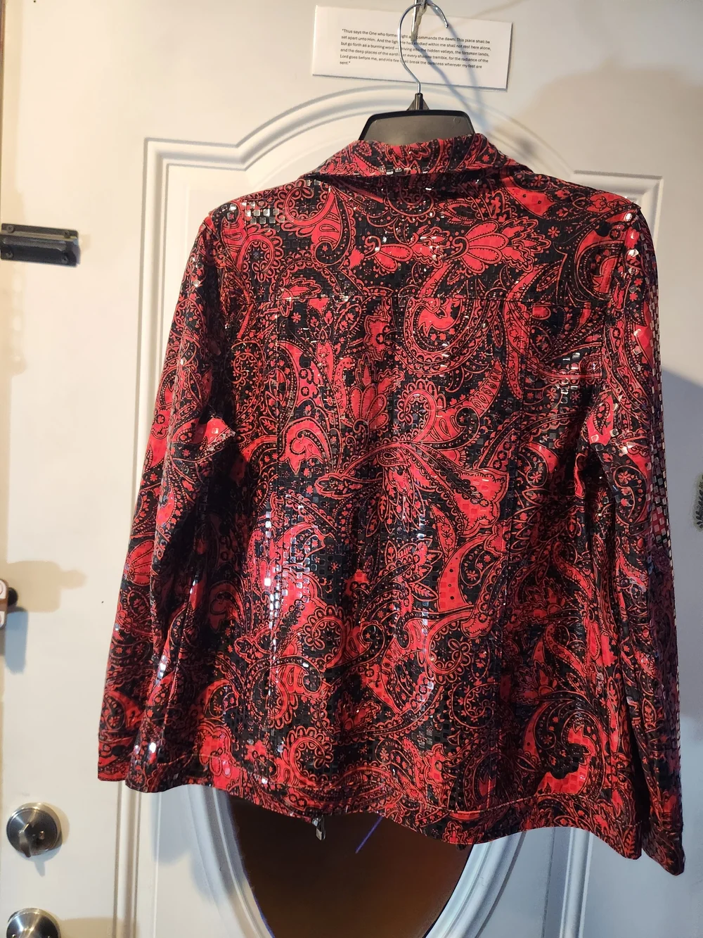 Vitage Koret Red and Black Paisley Jacket Embellished w/ Sequins - Womens Size S